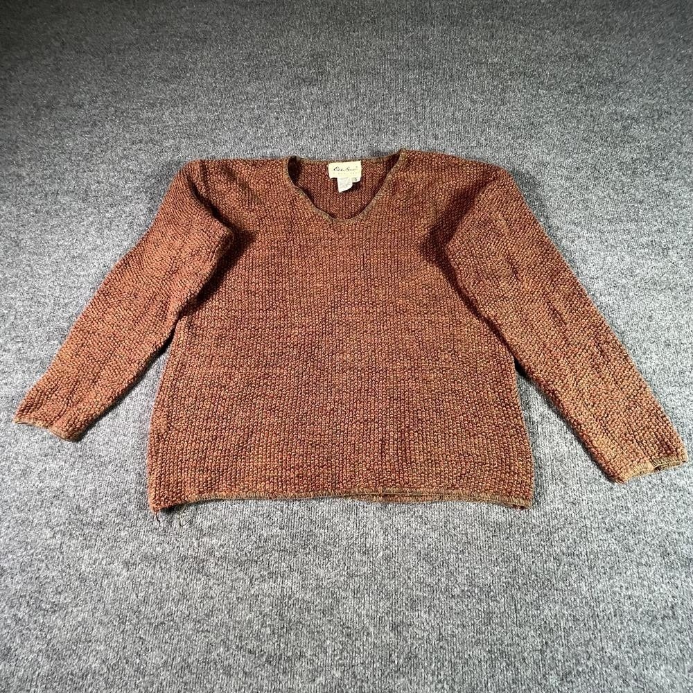 Vintage Eddie Bauer Sweater Women's M Brown Cotton Waffle-Knit Holiday Retro